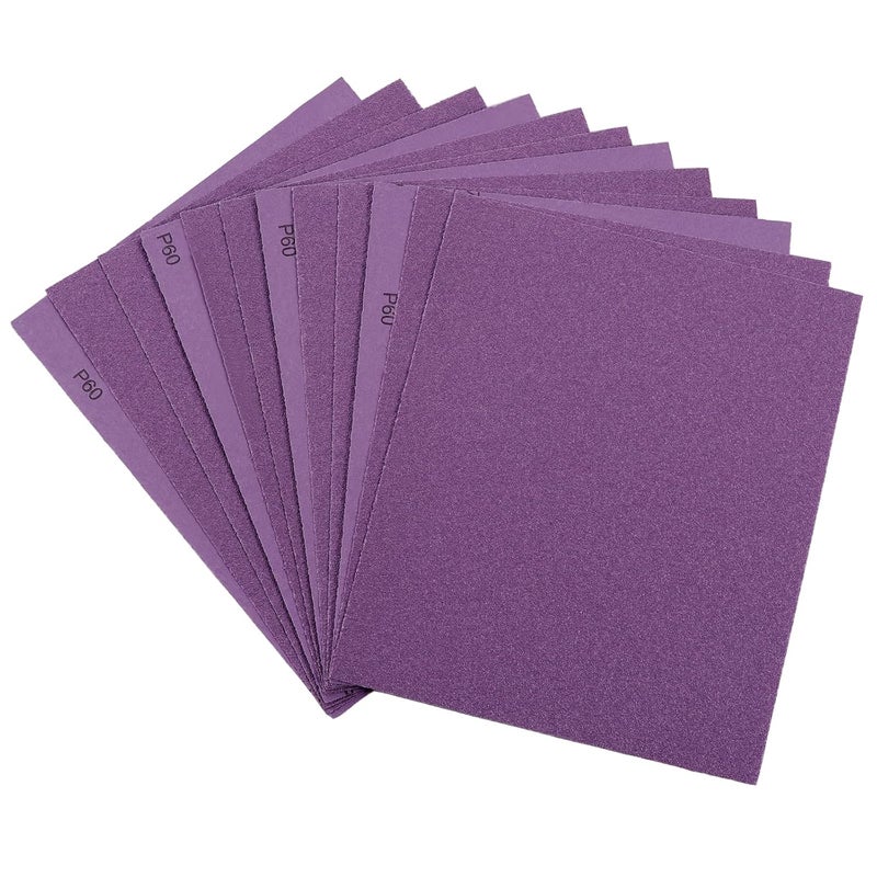 Arilier Sandpaper 60 Grit, Wet Dry Sanding Sheets 9 x 11 Inch, Advanced White Fused Alumina Abrasive Sander Paper for Wood Furniture Finishing, Metal Sanding, Automotive Polishing, Purple,12-Sheets - Image 1